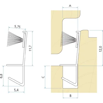 PB 1316 PVC Lišta transparentní s kartáčkem šedá RAL7075