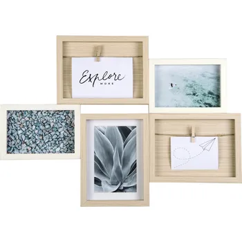 Fotoalbum Hama dřevěná portrétová galerie KALMAR, 2x 10x15 cm, 3x 13x18 cm, bílá/ béžová