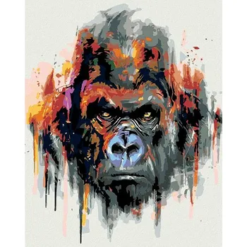 Malování podle čísel - Gorila, 40x50 cm, bez rámu a bez vypnutí plátna