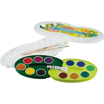 Vodová barva NEF Vodové barvy s míchací paletou + 2x štětec, bílá barva v tubě