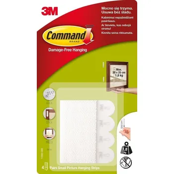 Samolepící dekorace Nalepovací oboustranné suché zipy na zeď, Command, 4ks 20x25mm