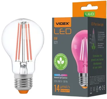 Osvětlení pro růst rostliny Videx LED Plant Grow 1xE27 8W 230V 14µmol/s 