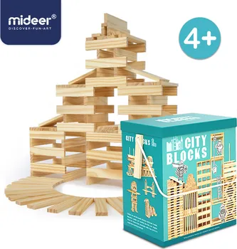 Dřevěná hračka Mideer City Blocks dřevěné stavební kostky 300 dílků