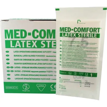 Vyšetřovací rukavice Chirurgické rukavice Med Comfort latex, sterilní, pudrované, vel. 8,5, pár