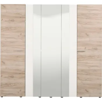 Šatní skříň Šatní skříň 5D se zrcadlem Genova - dub šedý/bílá