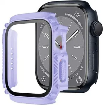 Pouzdro na mobilní telefon Odolné Armor pouzdro s tvrzeným sklem pro Apple Watch 41mm - fialové