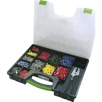 Kleště 270893 Sada izolovaných dutinek typ II 5300 ks + lisovací kleště 210842 v organizéru, Haupa