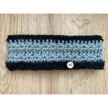 Dámská háčkovaná čelenka černošedá (54-56cm)