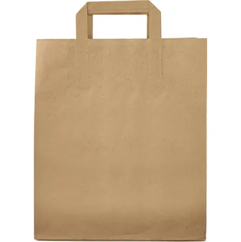 Obalový materiál Papírová EKO taška 250x110x320mm ploché ucho hnědá 100 ks