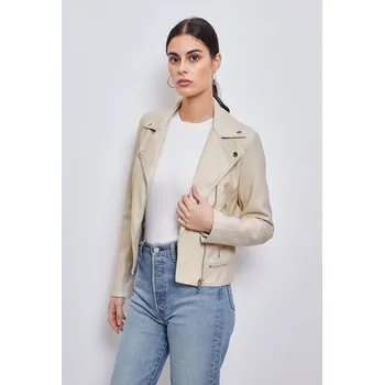 Dámská casual bunda Koženková bunda křivák Escandelle Paris 21009 barva: béžová, velikost: L