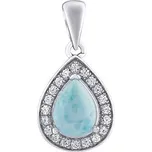 Stříbrný přívěsek BRISA s pravým Larimarem a Brilliance Zirconia JJJ1141PLR