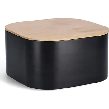 chlebník Zeller Kovový chlebník s bambusovým víkem, černý, 26,5 cm