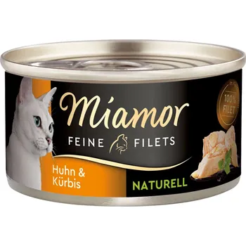 Krmivo pro kočku Miamor Feine Filets Naturelle, kuřecí maso a dýně, 80g plechovka 24 × 80 g
