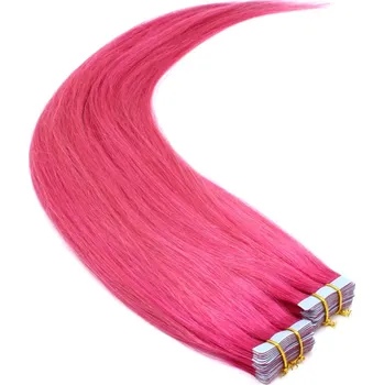 Příčesek 40cm Tape hair / pu extension / Tape IN lidské vlasy remy – růžová