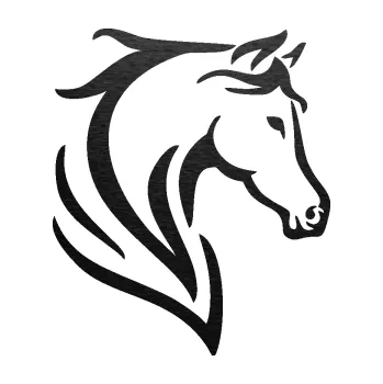 Samolepící dekorace SAMOLEPKA Kůň 095 pravá (63 - škrábaný kov černý) NA AUTO, NÁLEPKA, FÓLIE, POLEP, TUNING, VLASTNÍ TEXT, TISK, AUTOSAMOLEPKY.cz, POLEPY, OBRÁZEK, LOGO, SAMOLEPKY