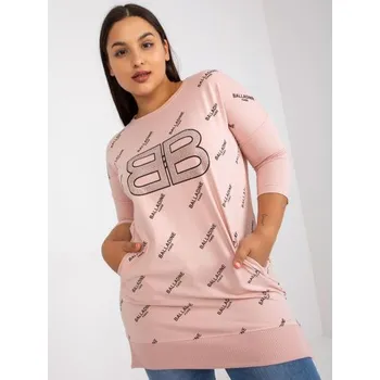 Dámská halenka Dámská halenka s kapsami dlouhá plus size IVETTE růžová