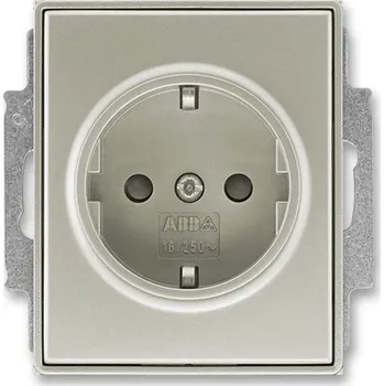 vypínač a zásuvka 5518E-A03459 32 Zás. jedn. s ochr. kont. (schuko), s clonkami, starostříbrná, ABB