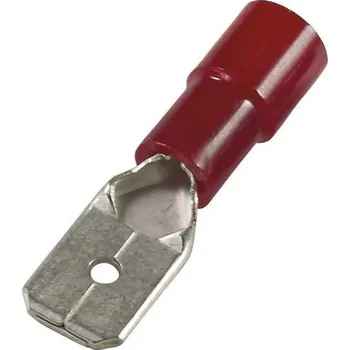 elektrický kabel 340422 Kolík plochý s PC izolací 0,5 - 1 mm2, 6,3 x 0,8 červená, Haupa