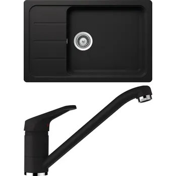 Granitový dřez Set Schock S24-1 (dřez Formhaus D-100LS Nero + baterie Cosmo Nero)