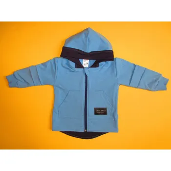 Arex, ČR Kojenecká dvoubarevná mikina s prodlouženými zády Barva: modrá+tmavěmodrá, Velikost: 74