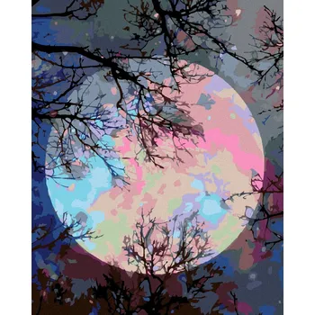 Zuty Barevný Měsíc vypnuté plátno na rám 40 x 50 cm