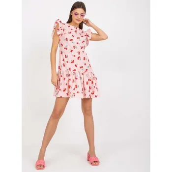 Dámské šaty Dámské šaty s potisky a krátkými rukávy mini CHERRY světle růžové