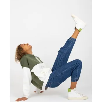 Oblečení a móda Dámská mikina klokanka RUE PARIS khaki-ecru