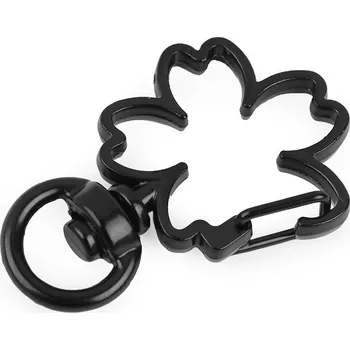 Kovová karabina otočná čtyřlístek, průvlek 8 mm, barva 2 černá