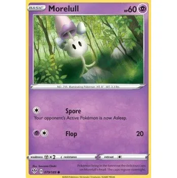 Volný čas Pokémon DAA 079/189 Morelull - Darkness Ablaze Stav: Near Mint, Verze: REVERSE HOLO