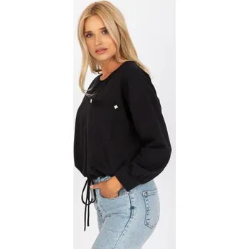 Dámská mikina Dámská mikina bez kapuce krátká bavlněná RUE PARIS černá
