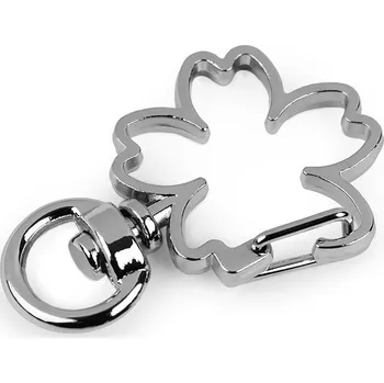 Kovová karabina otočná čtyřlístek, průvlek 8 mm, barva 3 nikl