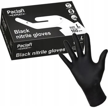 Vyšetřovací rukavice Paclan Nitrilové nepudrované černé L 100 ks