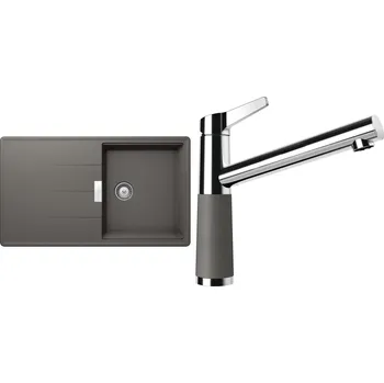 Granitový dřez Set Schock S13-4 (dřez Tia D-100 Silverstone + baterie SC-510 Silverstone)