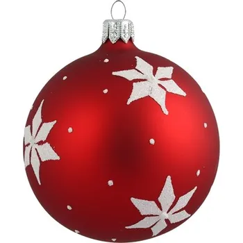 Červená baňka matná s vločkami