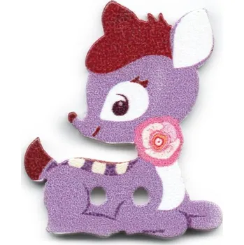 Knoflík Knoflík dřevěný, srnka, 23x28 mm, fialová