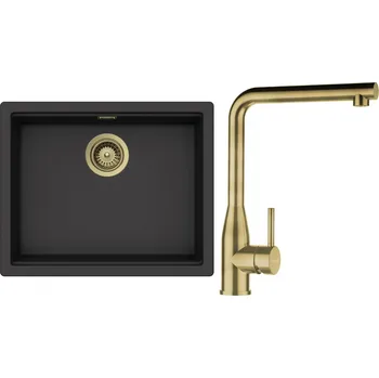 Granitový dřez Set Schock S28-13 (dřez Kiruna N-100L Dusk + baterie Keto White Gold + komponenty White Gold)