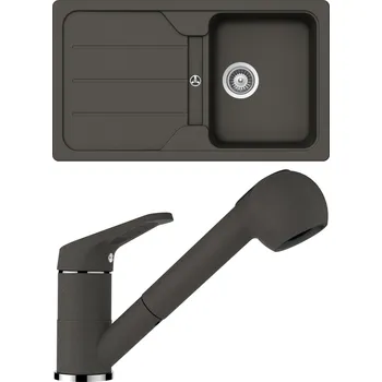 Granitový dřez Set Schock S22-2 (dřez Formhaus D-100 Asphalt + baterie Cosmo.120 Asphalt)