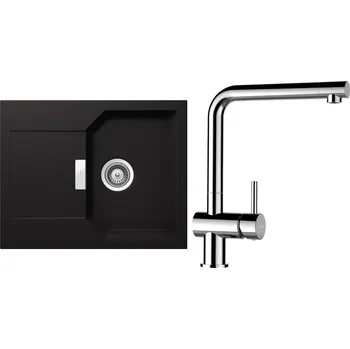 Granitový dřez Set Schock S15-10 (dřez Manhattan D-100XS Nero + baterie Epos Chrom)