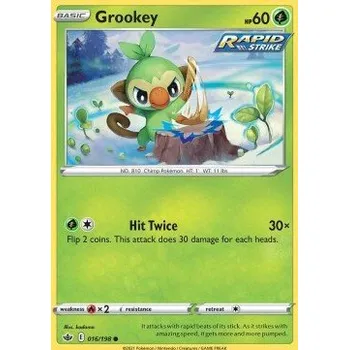 Sběratelská karetní hra Pokémon CRE 016/198 Grookey - Chilling Reign Stav: Near Mint, Verze: REVERSE HOLO