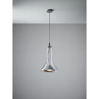 Závěsné svítidlo Brokis Whistle PC952, 2700K Barva skla: Transparentní číré sklo, Baldachýn: kov - bílý matný komaxit (CCSC618),(PC952, PC953, PC961), Reflektor: šedá (CCS720)