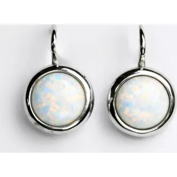 Náušnice Stříbrné náušnice bílý opál - NK1503 (Stříbrné náušnice s bílým opálem 8 mm)