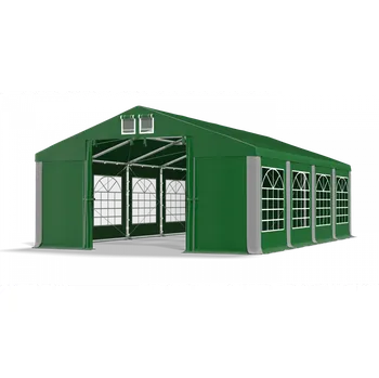 Zahradní stan Párty stan 6x12x2m střecha PVC 560g/m2 boky PVC 500g/m2 konstrukce ZIMA PLUS Zelená Zelená Šedá