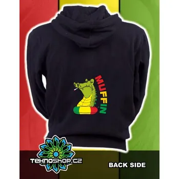 Pánská mikina TEKNOSHOP Muffin 2015 krokodýl dnb mikina na zip s kapucí s potiskem L černá