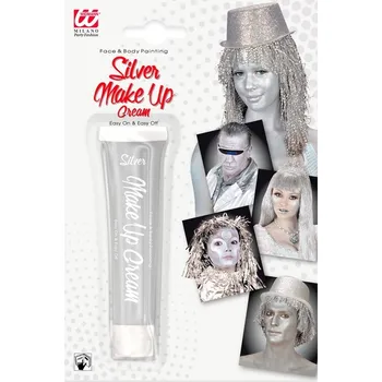 Karnevalový doplněk Make-up stříbrný v tubě - 28 ml