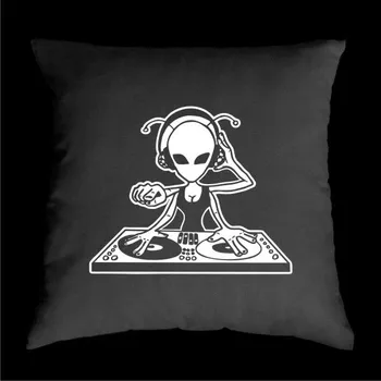 Dekorativní polštářek TEKNOSHOP Alien Dj Lady tekno polštářek s potiskem oranžový