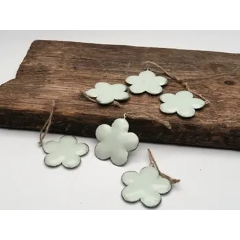 Ozdoba kytička plechová - starozelená