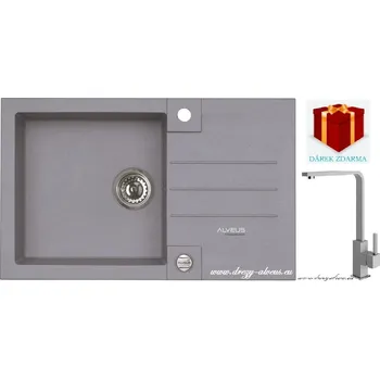 Kuchyňský dřez Alveus SET dřez Rock 130 + baterie Afra - 81 beton + dárek (příborník, podložka na sušení nádobí nebo tekutý čistič)
