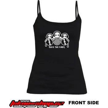 TEKNOSHOP Save the Vinyl tekno tílko s potiskem dámské XL černé