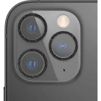 Tvrzené sklo se třpytivými rámečky k ochraně čoček fotoaparátu pro iPhone 11 Pro / 11 Pro Max - černé