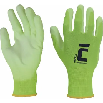 Pracovní rukavice EMBERIZA rukavice polyester máčené v PU - refl.žlutá - 10